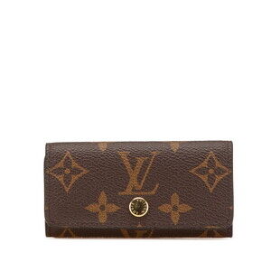Louis Vuitton Monogram Multicle Wallet key Brown Blue Leather